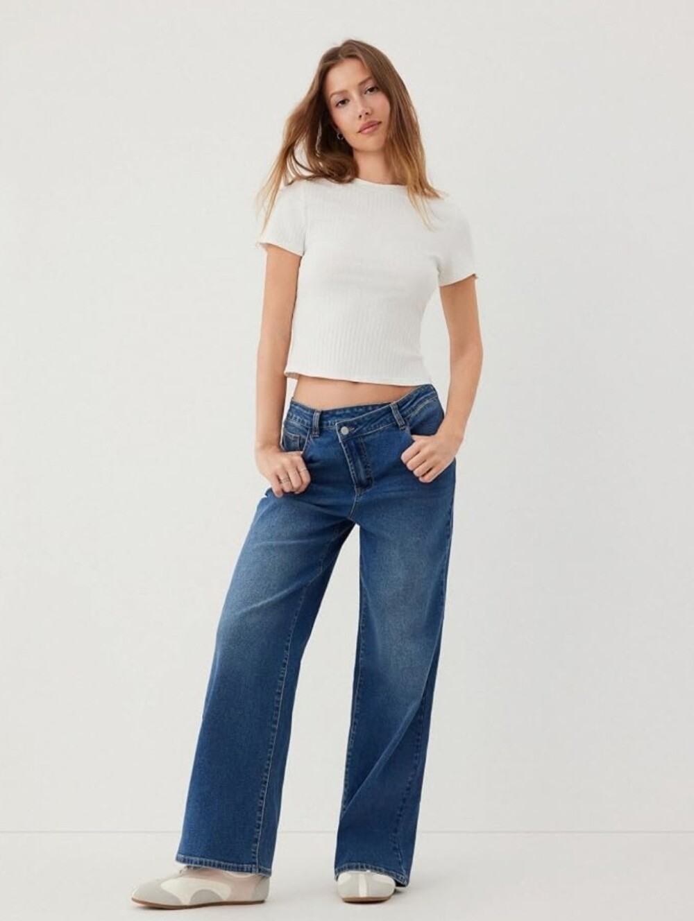 CIDER Wide Leg Jeans Wrap High Waisted Baggy Boyfriend Medium